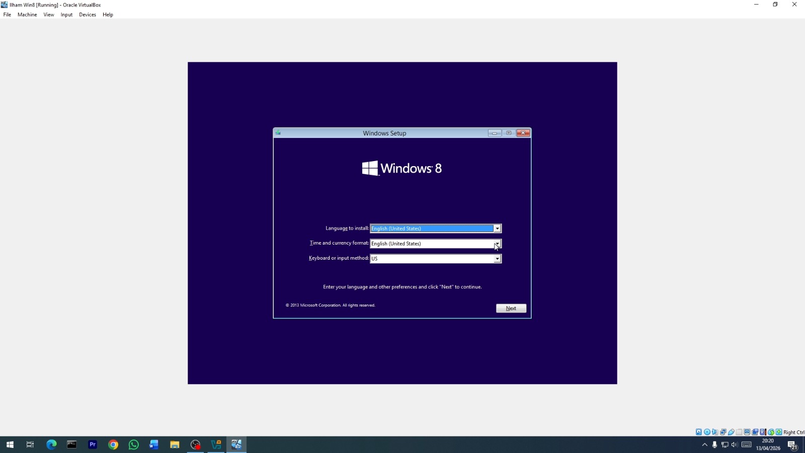 Installasi Windows 8 Di VirtualBox